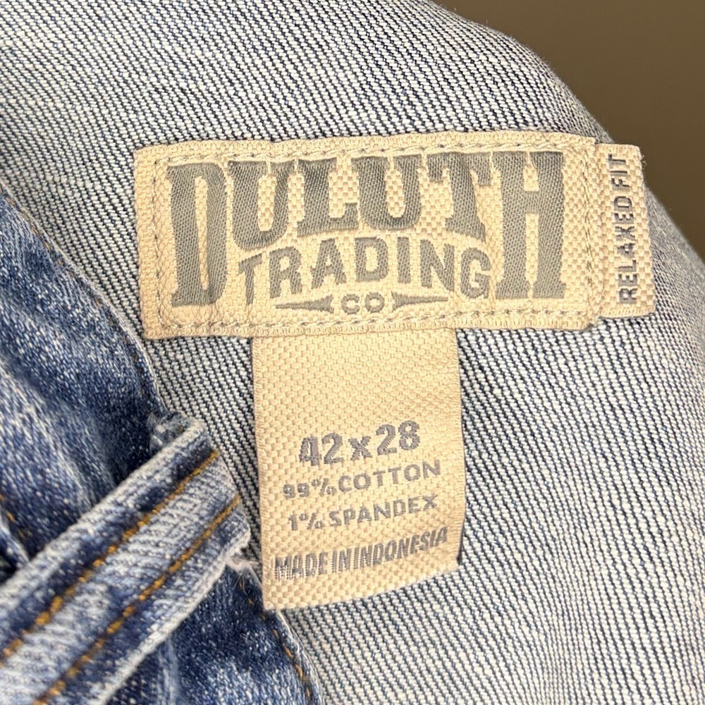 Men's Duluth 44x28 Relaxed Fit Blue Denim Jeans - Picture 5 of 5